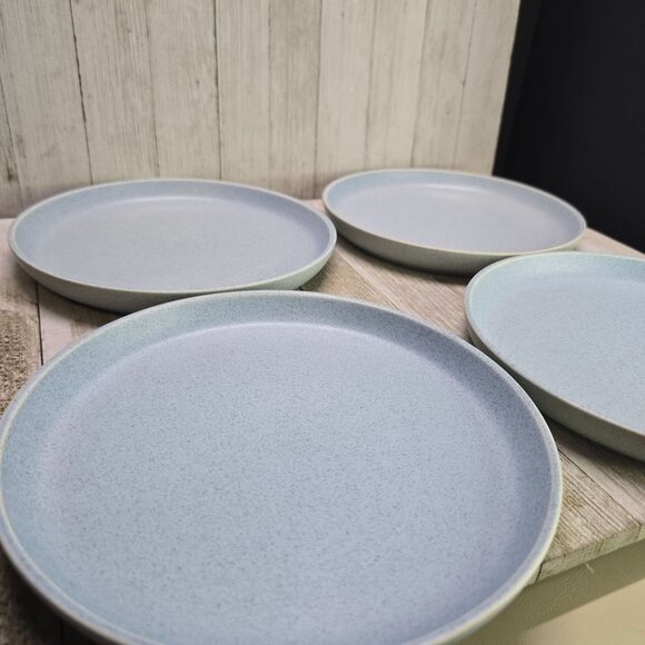 Vtg Style Mikasa Mayer Blue Speckle Salad Plates Stoneware 8.25" DIA Set of 4 - Picture 3 of 10